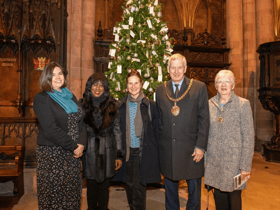 The mayor of Cumbria alongside our CEO and attendees at Light up a Life service.