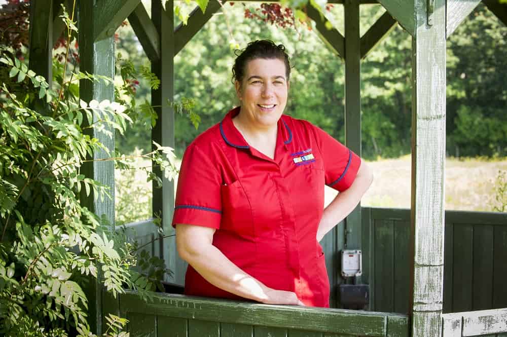 Suzanne Garbarino in hospice garden