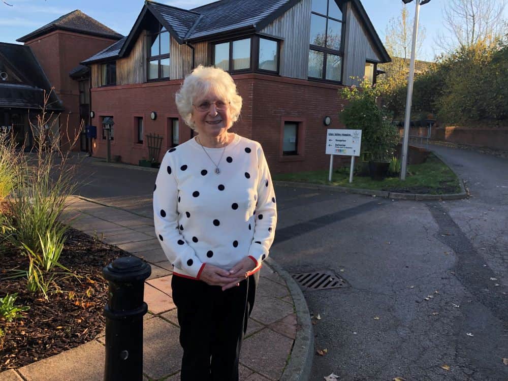 Margaret Duffell in the hospice gardens.