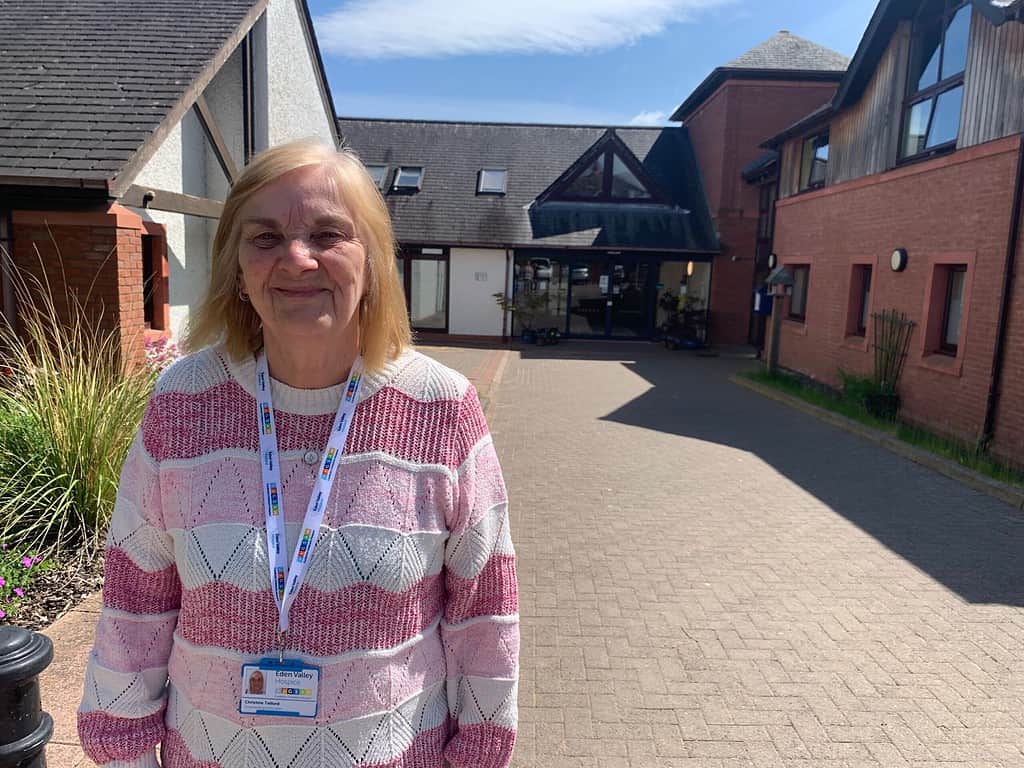 Christine Telford stood outside the hospice.