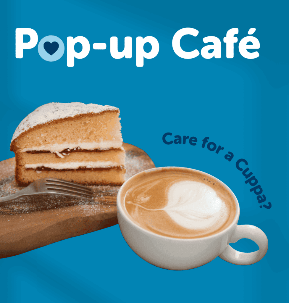Delicious cake and coffee at Eden Valley Hospice pop-up café for charity fundraising.